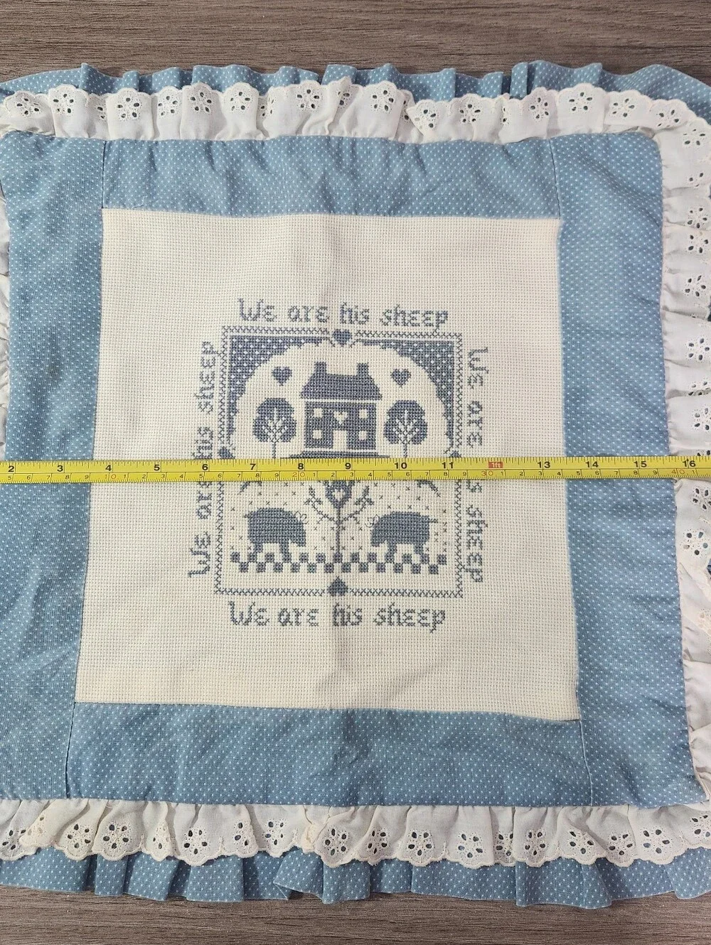 Vintage Handmade Cross Stitch Pillow Cover 